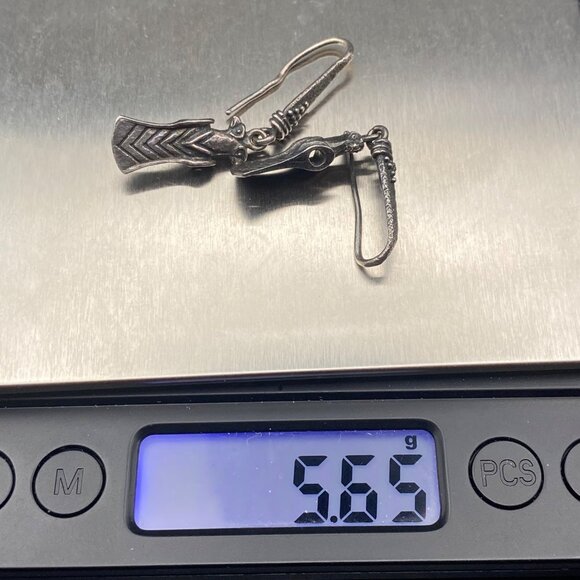 Vintage 925 Silver MK 925 Earrings Bird Totem Aztec Pre Columbian Inspired 1.75" - Picture 8 of 8